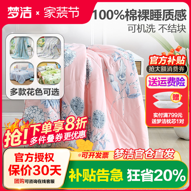 梦洁纺夏纯棉水洗机被芯空调