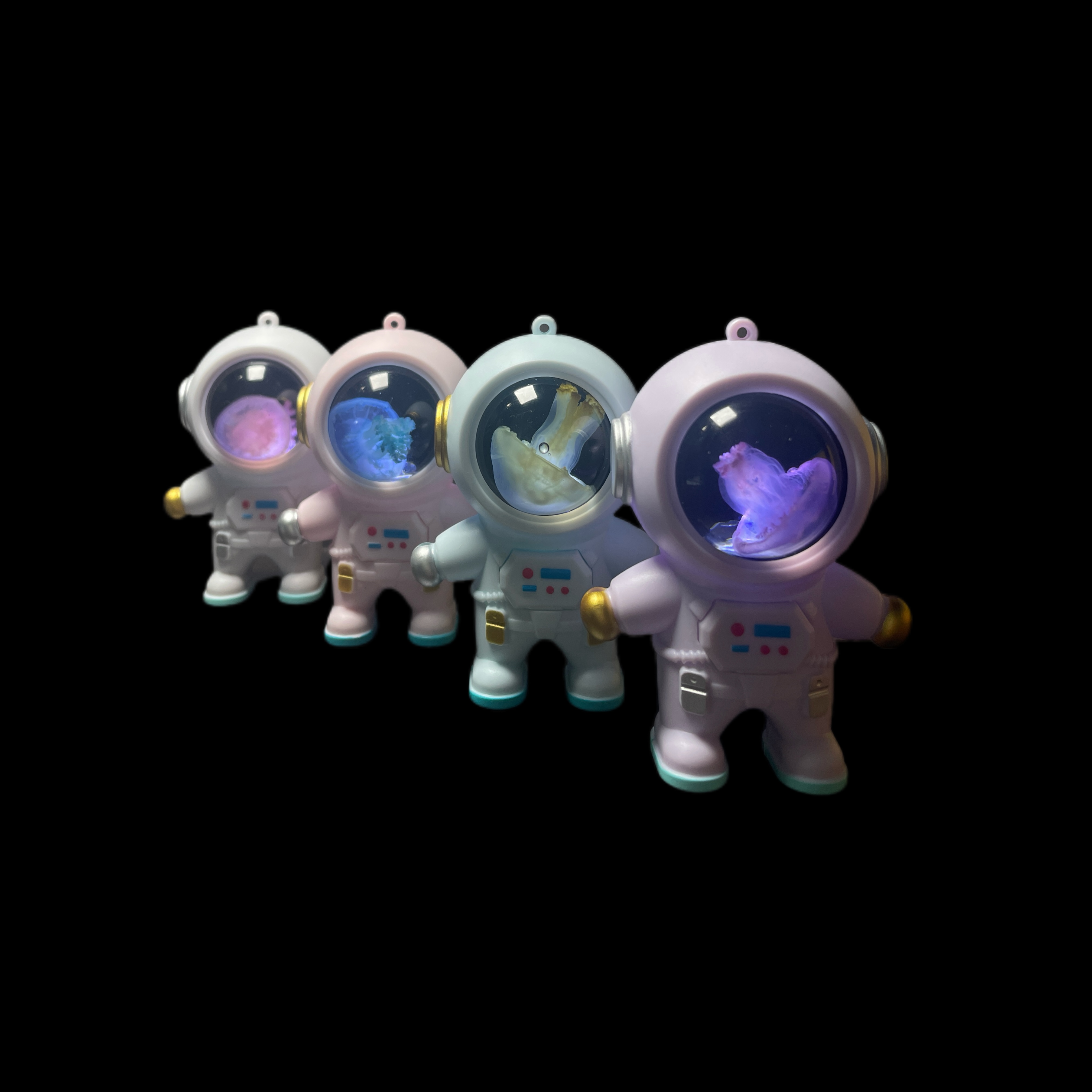 海洋系列真水母带灯宇航员钥匙扣