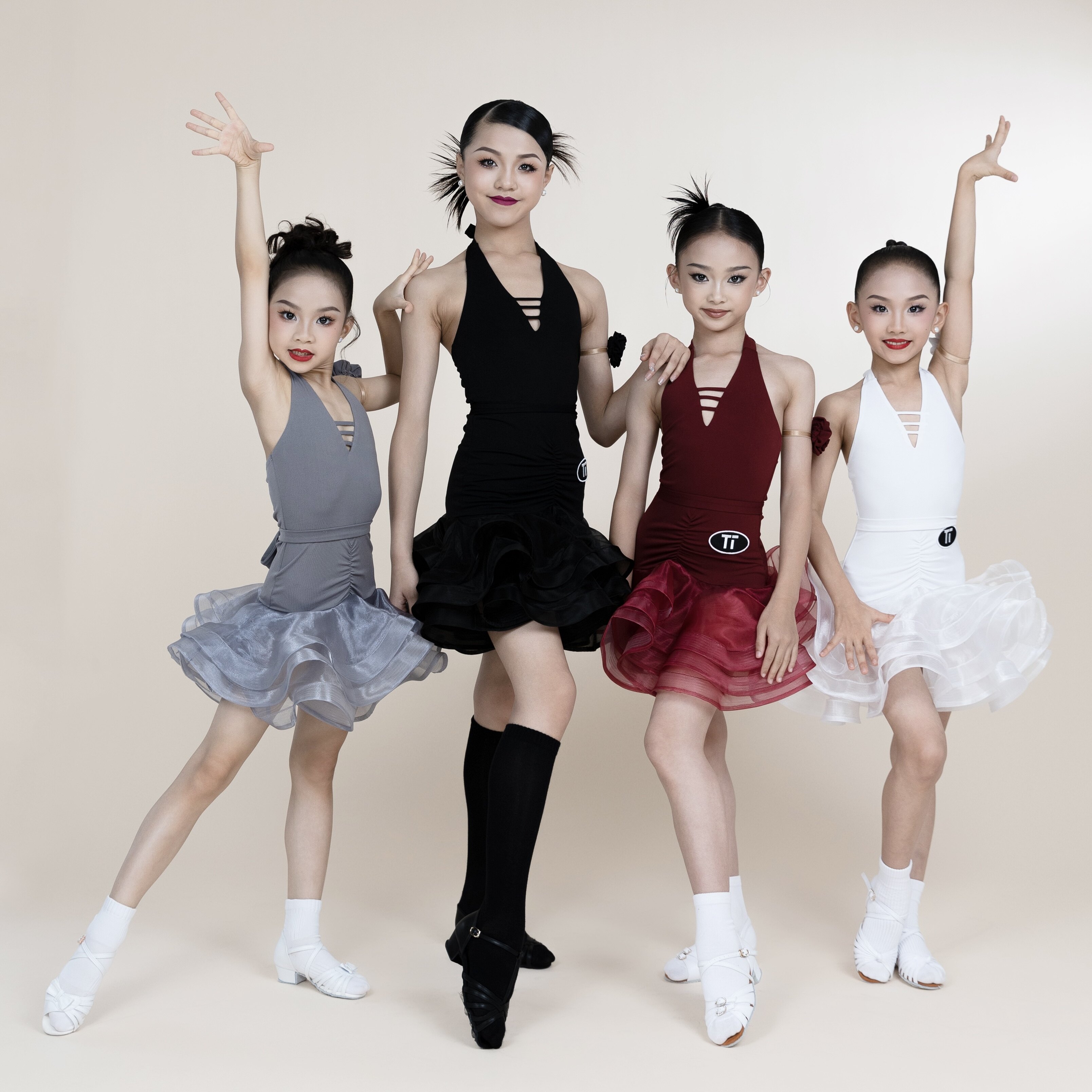 TTDANCE拉丁舞服女童练功服少儿演出服装G026挂脖连体蓬蓬裙