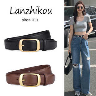 皮带新款 黑色真皮裤 女士腰带装 百搭牛仔裤 带 饰设计感小众个性 女款