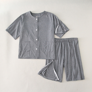 护理服短袖短裤纯棉病号易穿脱骨折术后衣服男女瘫痪病人服装夏季