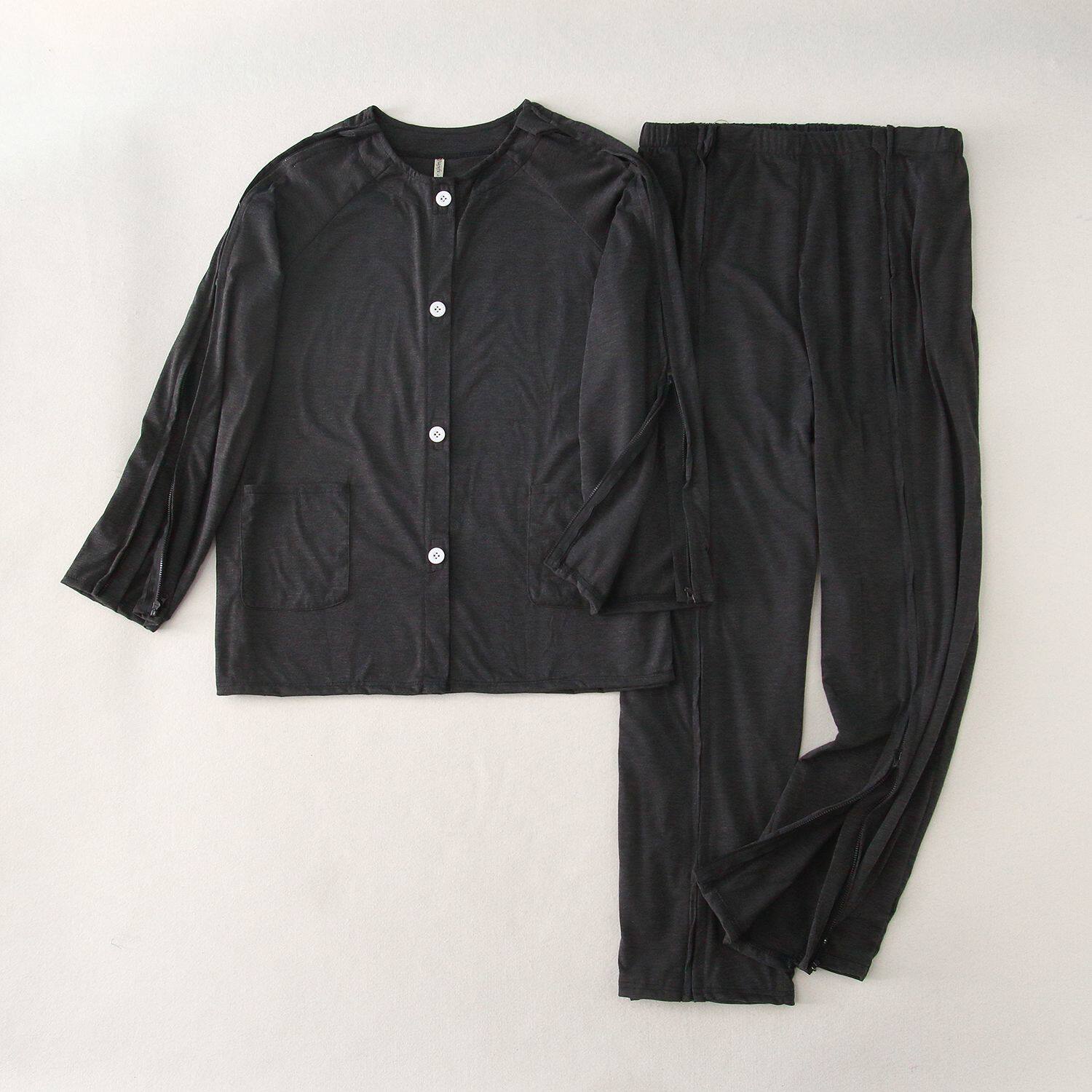 护理服易穿脱卧床病人偏瘫痪老人病号服骨折薄款男女春夏季套装
