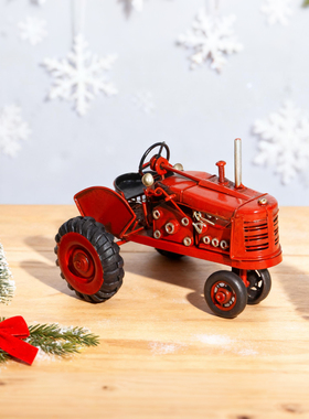 手工复古铁艺拖拉机模型摆件