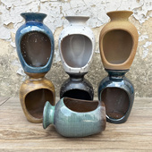 手工陶艺多肉绿植盆景花盆复古陶瓷小号无孔水培流水景观陶罐倒瓶