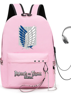 进击的巨人Attack On Titan双肩包USB充电书包牛津布书包学生书包