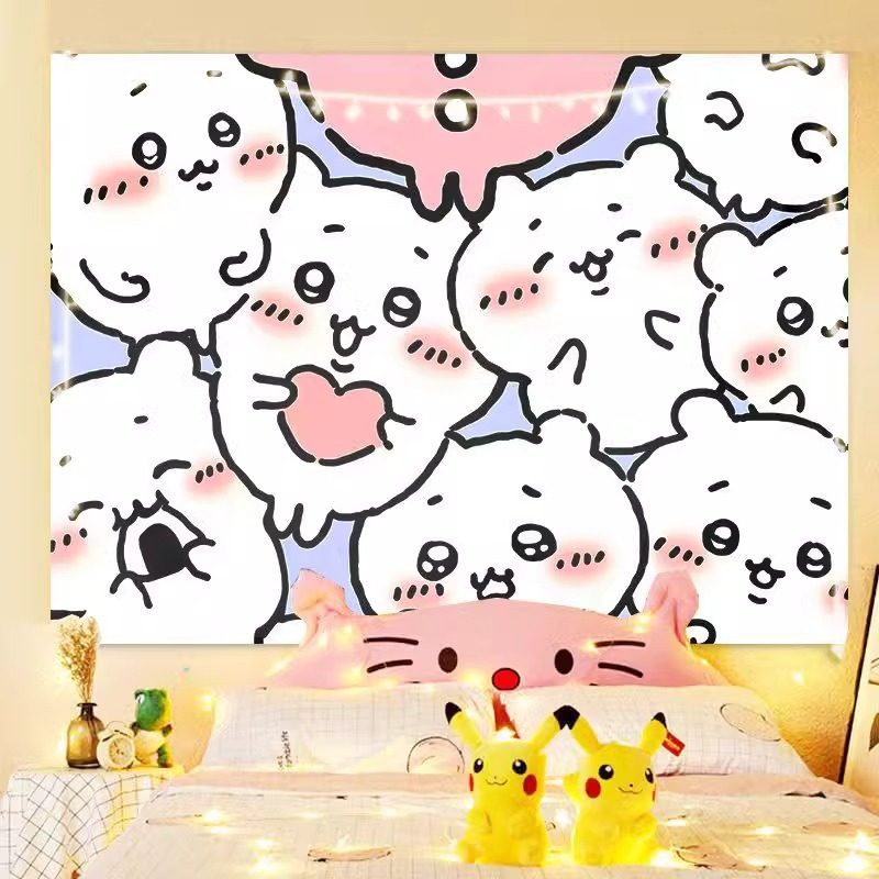 chiikawa吉伊卡哇背景布可爱卡通背景墙挂布学生卧室宿舍装饰墙布