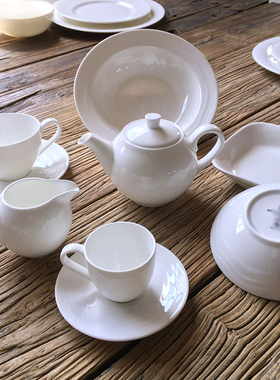 微瑕疵出口航空头等舱纯白骨瓷餐具茶具咖啡杯烤盘汤碗