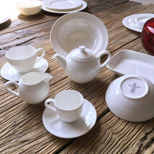 微瑕疵出口航空头等舱纯白骨瓷餐具茶具咖啡杯烤盘汤碗