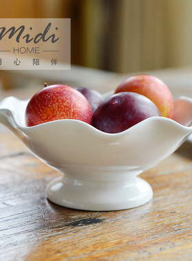 midi定制出口纯白骨瓷45%骨粉高脚碗甜品布丁水果碗蛋糕碟冰淇淋