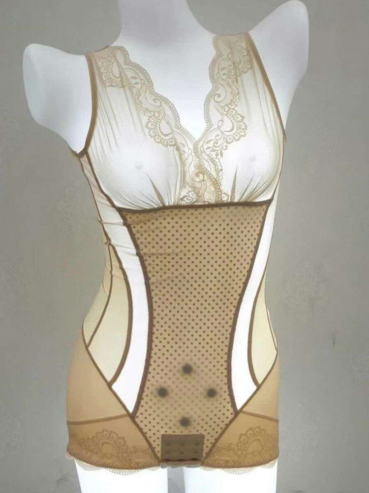 2019体雕三角连体塑身衣咖啡因塑形瘦身超薄蕾丝收腹束腰纤体衣