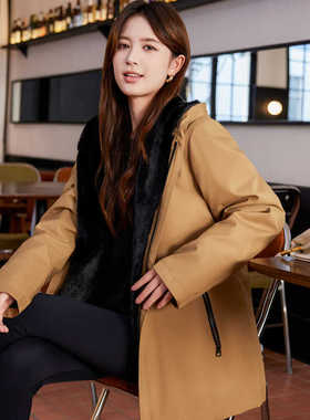 派克服女爆款可拆卸貂皮大衣2024冬季内胆尼克服棉衣皮草外套冬季
