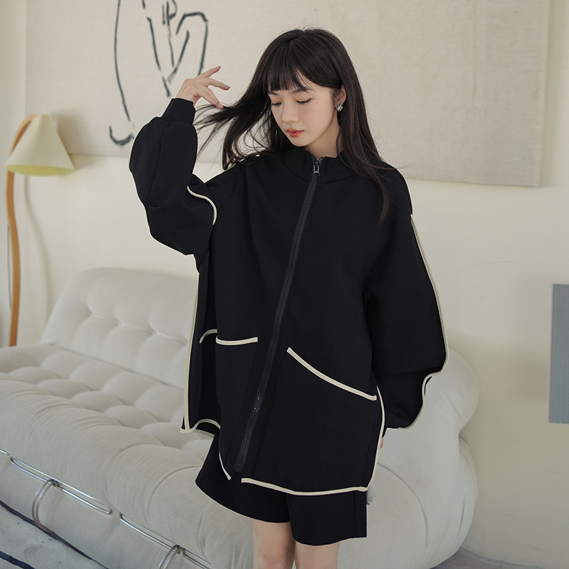 现货秋装黑色包边空气层外套057-5852-P120K178，商品下架区商品下架区，唯尔萱