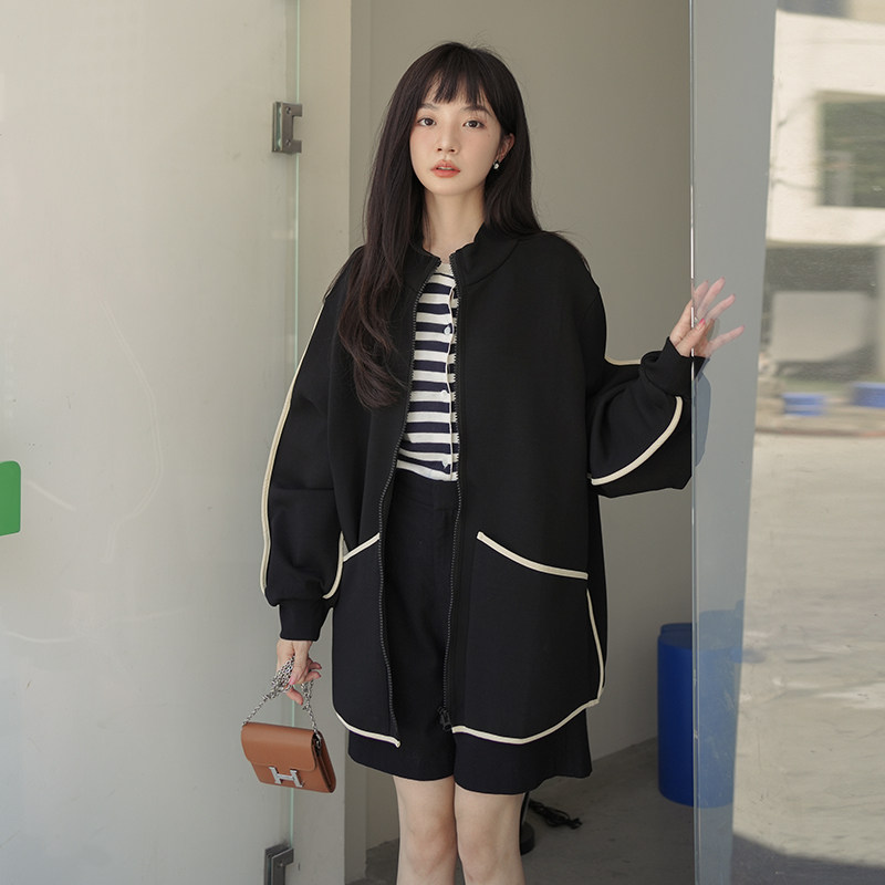 春装黑色包边空气层外套2B080-5852-P120K178,女装短外套,2B080