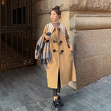 冬装新款撞色娃娃领毛呢大衣057-5871-P175K278，女装毛呢外套，唯尔萱
