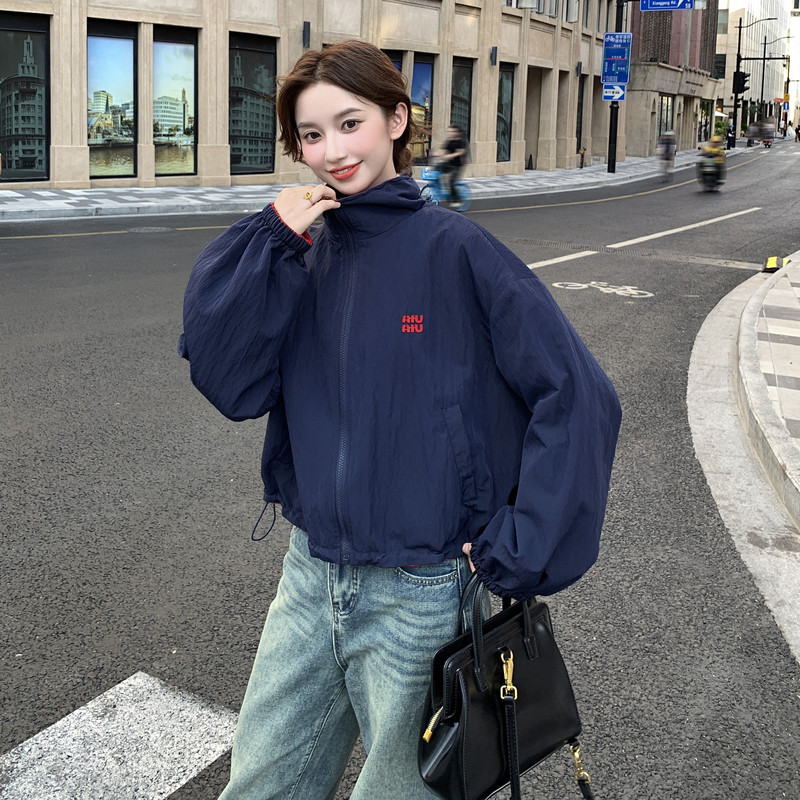 新款藏青色双面穿外套上衣057-9163p165k248,女装短外套,2B080