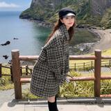 加棉加厚毛呢外套千鸟格大衣057-8831-P175K278，女装毛呢外套，2B080
