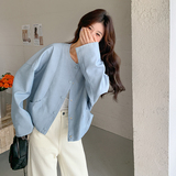 现货袖口撞色蓝色短外套上衣057-9109p130k188，商品下架区，唯尔萱