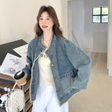 可盐可甜毛边牛仔外套女2025秋季新款复古韩版宽松小个子夹克上衣，商品下架区，唯尔萱