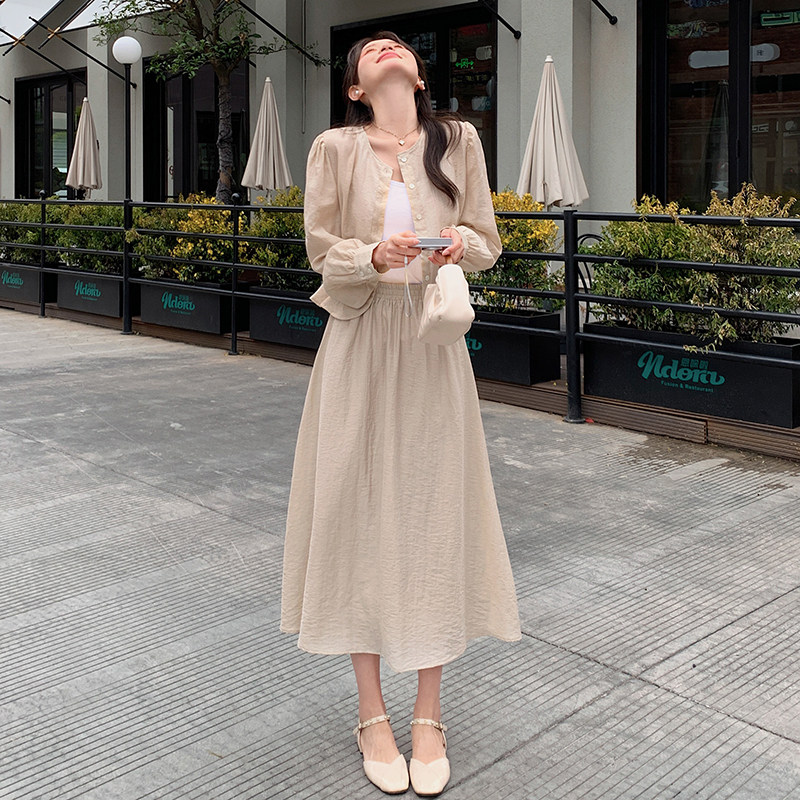 春装长袖套装两件套连衣裙2B080-8800-P155K218,女装连衣裙,2B080