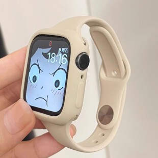 新款华强北s8适用appleiwatch小蛮腰s10女s9手表带通用硅胶男42mm