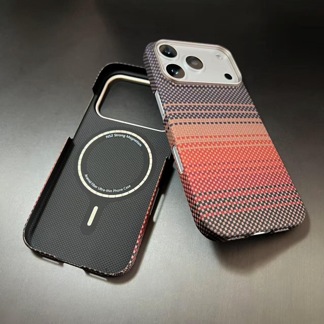 适用苹果iphone18promax手机壳17Pro真凯夫拉芳纶碳纤维磁吸magsafe保护壳浮织高档编织工艺保护套