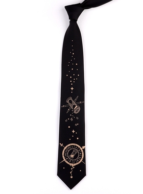 卡萨尼原创设计时之沙漏JKDK黑色7cm手打领带男女生日礼物ins