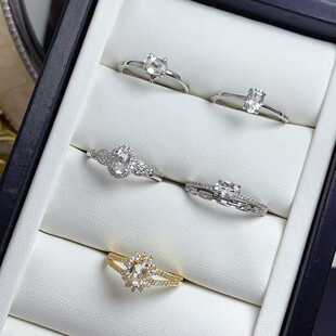 水晶戒指爪镶多款式活口戒s925银镶嵌天然白水晶手饰女精致百搭