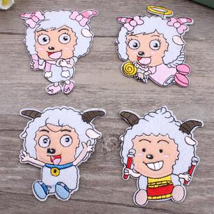 毛绒布贴卡通diy羊羊图案大号补丁贴儿童衣服上衣T恤破洞装 饰贴