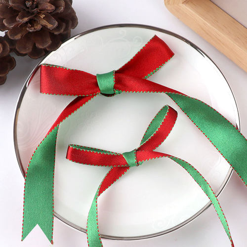 2cm红绿diy圣诞树装饰品双面彩带