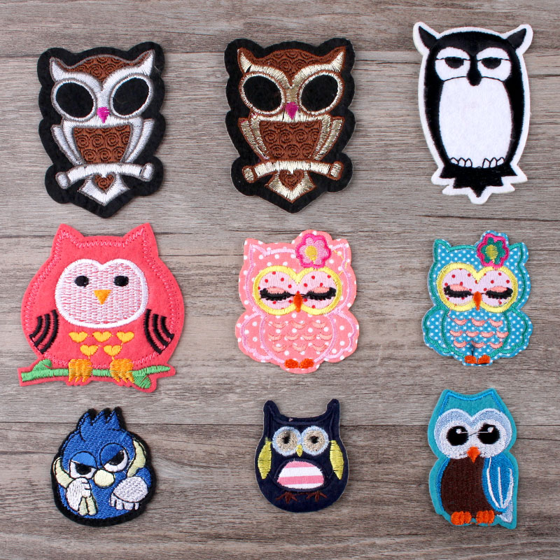 卡通小号猫头鹰儿童t恤毛衣布贴