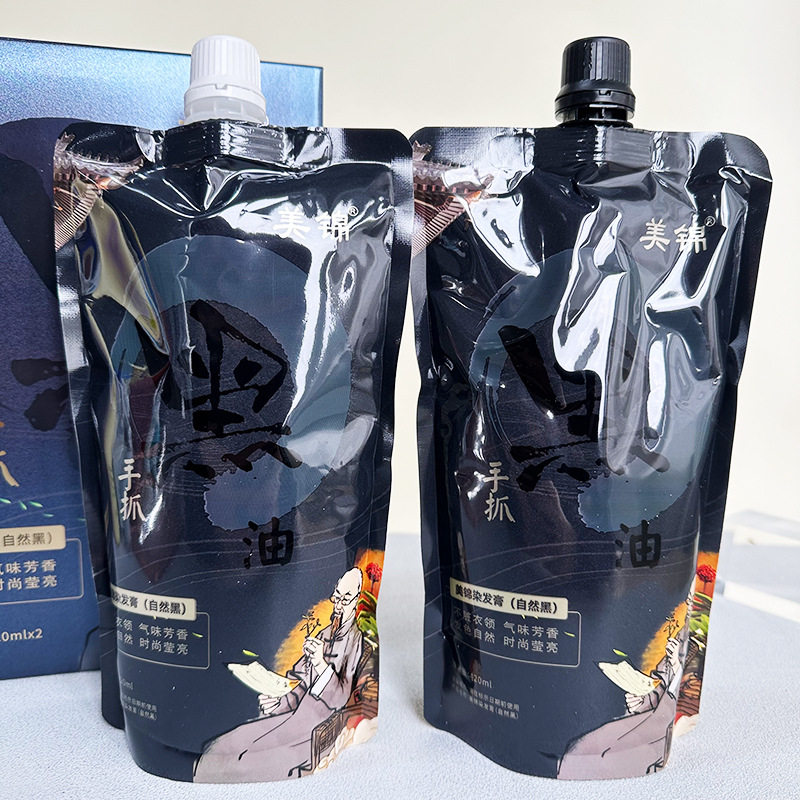 新款 美锦膏自然黑手抓黑油420ml短效染发剂国妆特字20223181