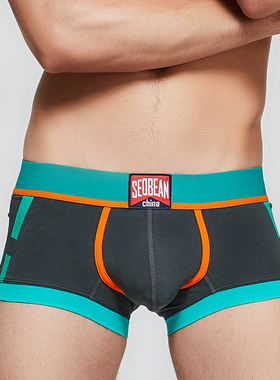 实拍8色选SEOBEAN/希宾学生立体剪裁纯棉低腰男士平四角内裤青年