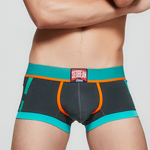 实拍8色选SEOBEAN/希宾学生立体剪裁纯棉低腰男士平四角内裤青年