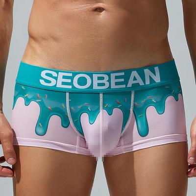 希宾男士平角内裤时尚立体印花