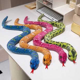 跨境snake公仔仿真S弯蟒蛇水蚺小蛇毛绒玩具万圣节整蛊生肖礼物