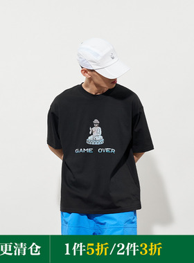 闷与狂FMACM “GAME OVER”电子佛像印花短袖T恤2025春夏圆领上衣