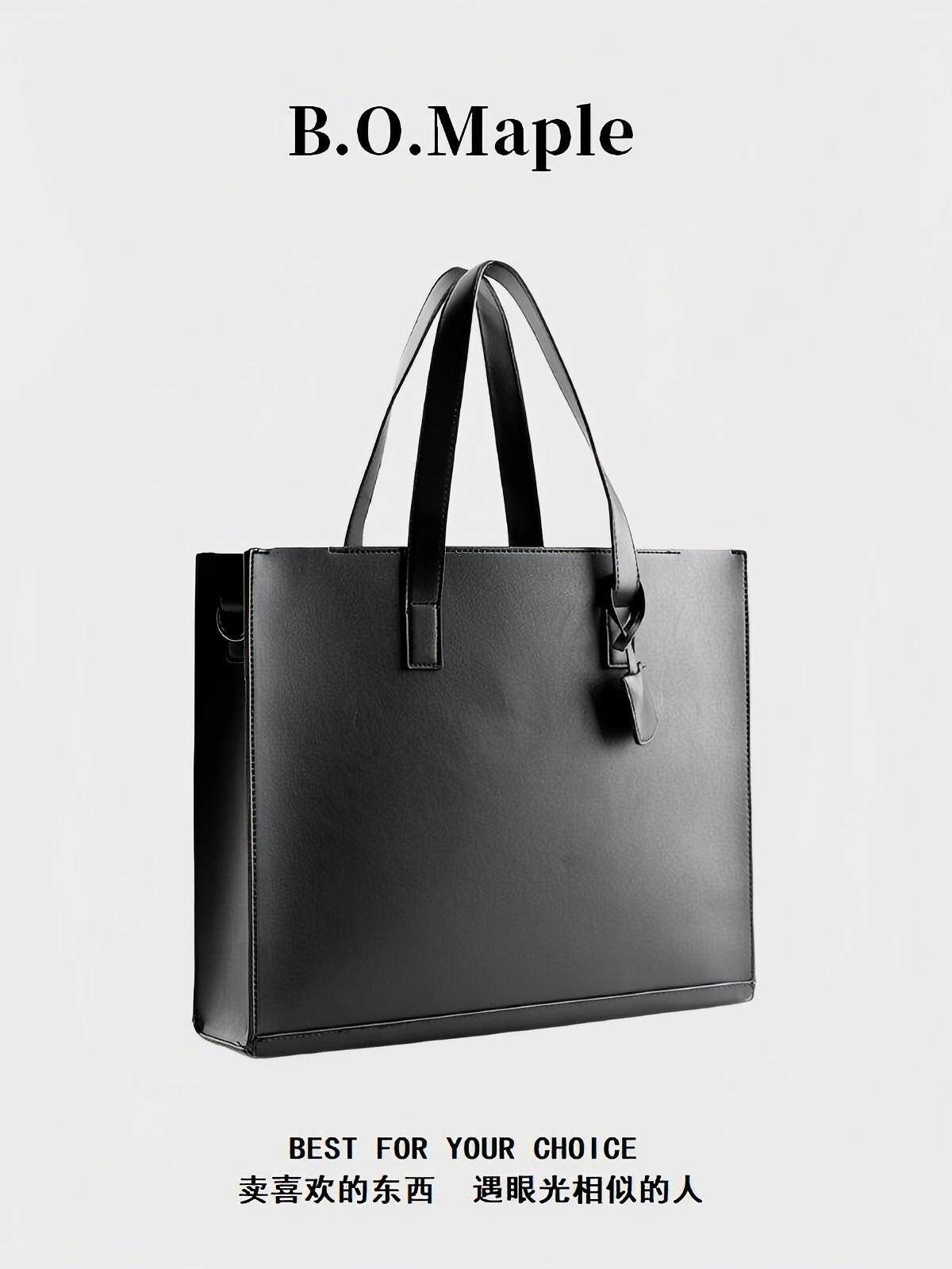 BOMaple black tote bag men's computer bag 16-inch handbag briefcase business travel backpack