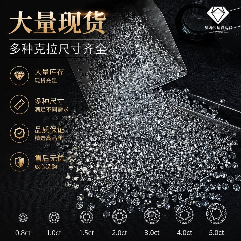 DE色VS 人工培育钻石裸石分石镶嵌小钻补钻碎钻足反真钻2厘-10分