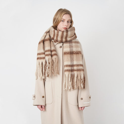 French Classic Retro Cashmere-like Plaid Fringed Scarf