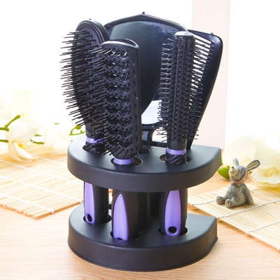 4Pcs Hair Styling Comb Set with Mirror & Storage Case
