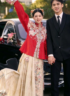 出租倒叙马面裙秀禾服汉服婚服中式婚礼新款红色结婚出阁敬酒服