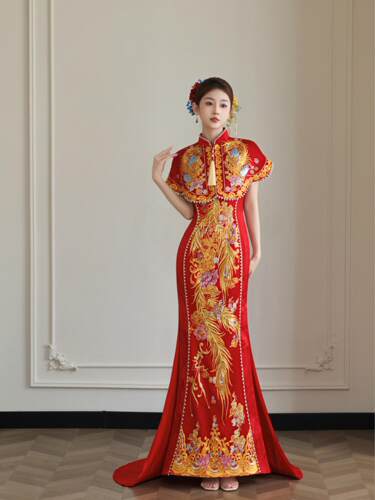 出租重工盘金绣新娘敬酒服婚服回门礼服新婚宴礼服旗袍新中式礼服