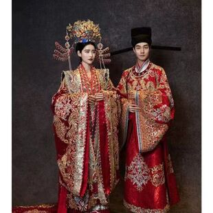 倒叙有龙则灵汉服婚服凤冠霞帔明制宋制男女款中国风定制出租礼服