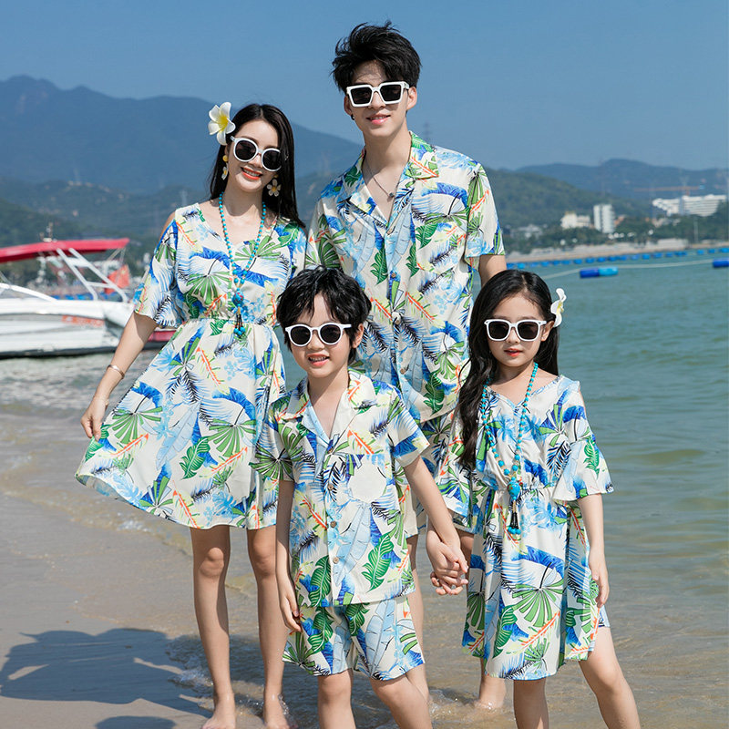 高级感亲子装旅游拍照衬衫套装夏