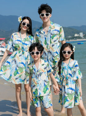 高级感亲子装旅游拍照衬衫套装夏