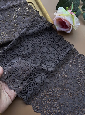 2024新品 咖啡色弹力布边蕾丝花边裙摆服装辅料手工材料床品服饰