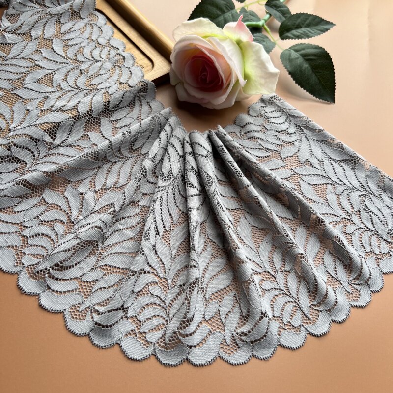 新品 法单灰色色弹力蕾丝花边布料裙摆衣服加长服装装饰DIY辅料