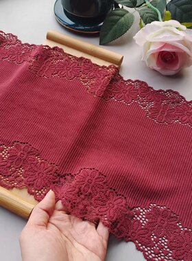 法式宫廷 枣红色姜黄色军绿色蕾丝花边辅料抹胸裙摆diy布料厚款