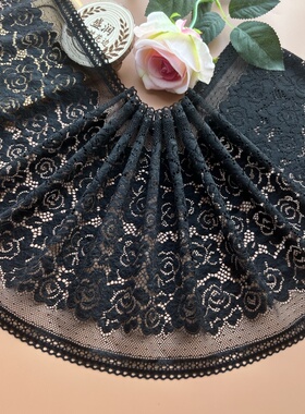 加密款黑色蕾丝花边辅料手工diy衣服领口服装装饰布料裙边下摆边