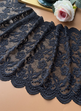 包邮意大利订单黑色弹力蕾丝花边面料diy手工服装裙子辅料宽30cm